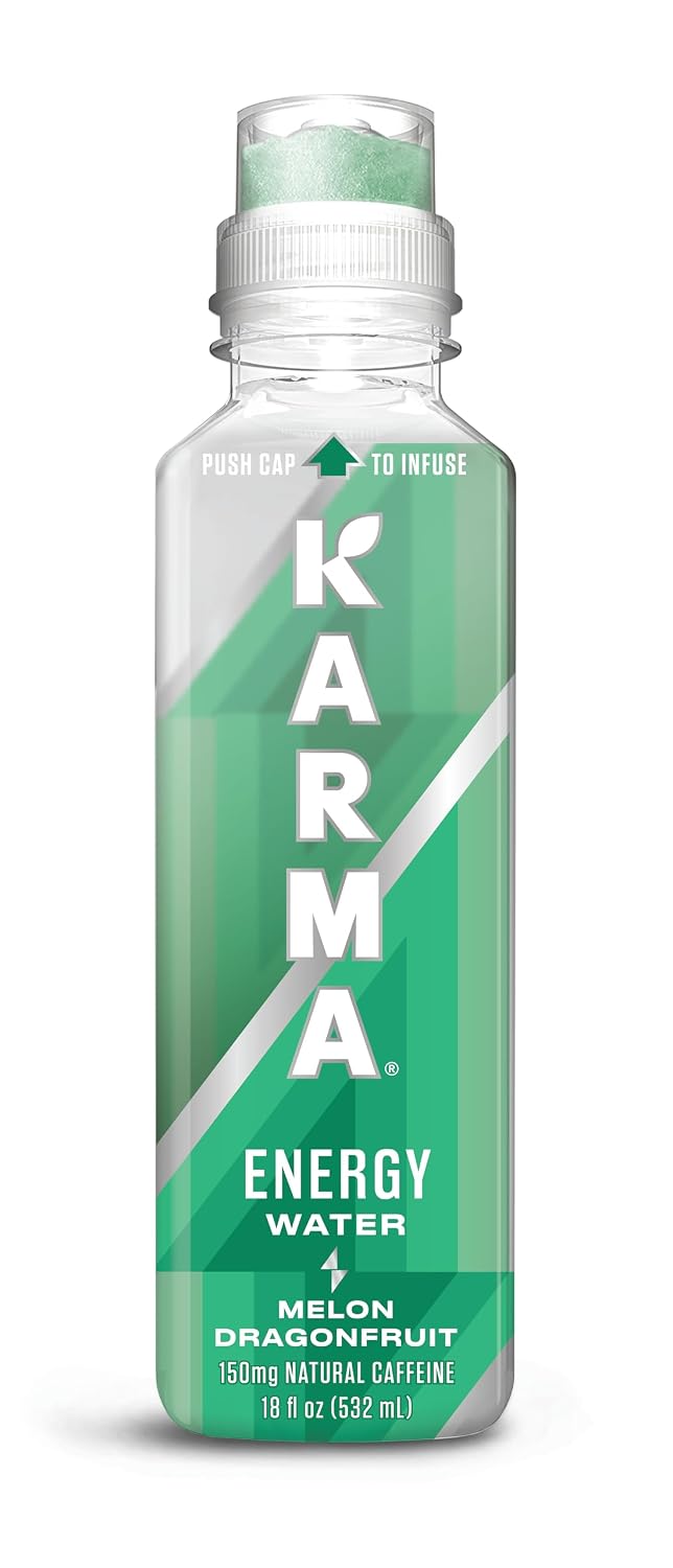 Detalle de Karma Energy Melon Dragonfruit Caffeinated Water, 12-Pack, 150mg Caffeine
