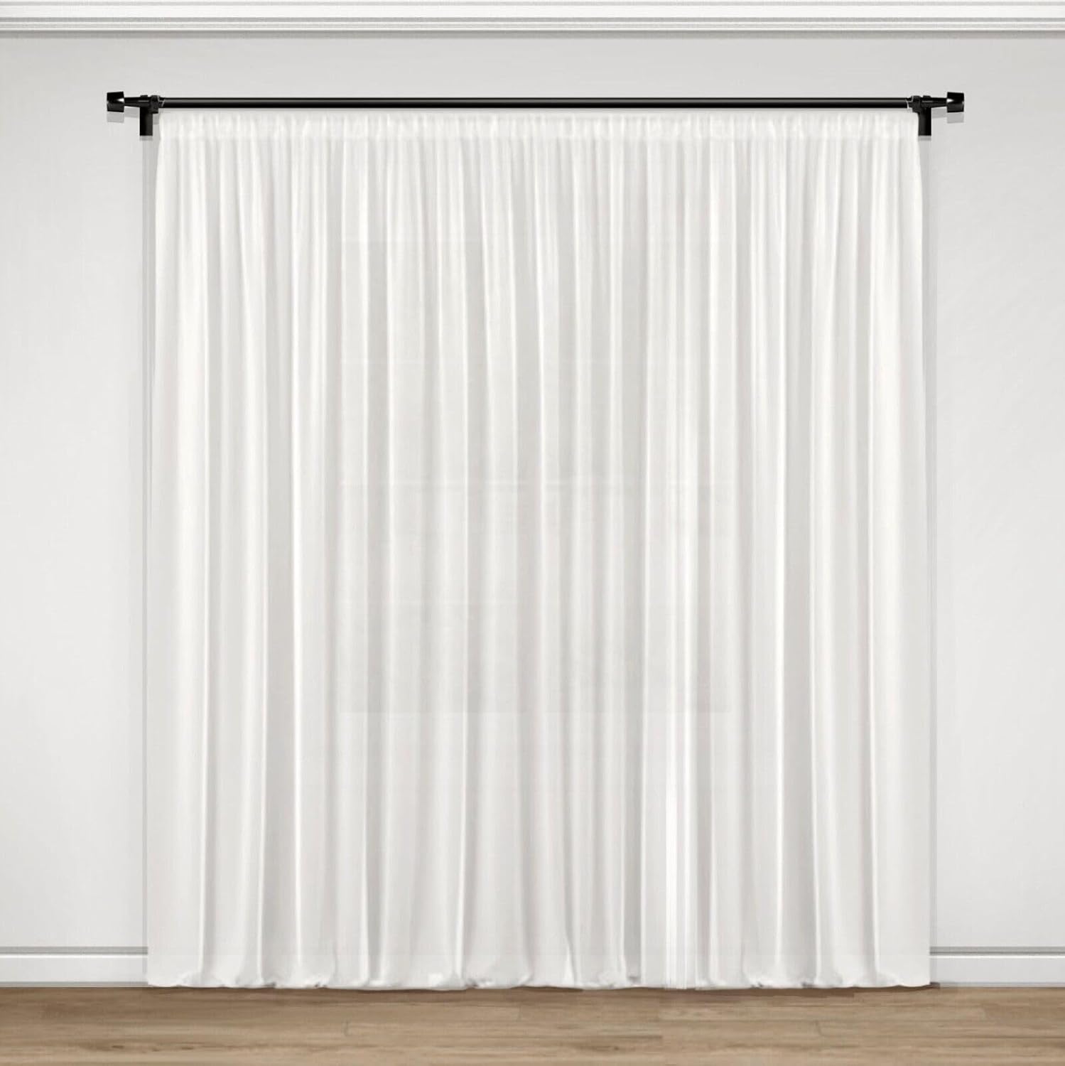 Detalle 2 de IDOL Gardinen Vorhang halbtransparent mit Kräuselband und Store Voile Bleibandabschluss Weiß (200x400 cm)