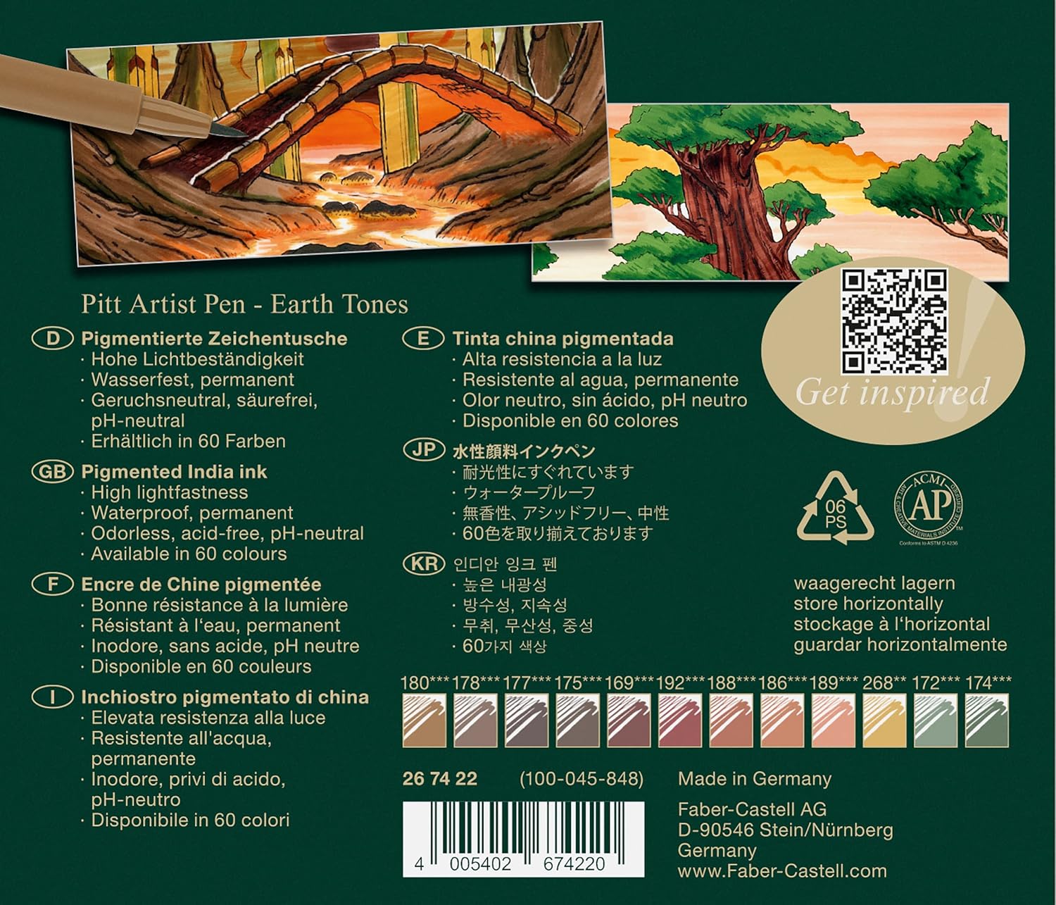 Thumbnail 3 de Faber-Castell Pitt Artist Pen 267422 Tuschezeichner – 12er-Packung in Erdfarben