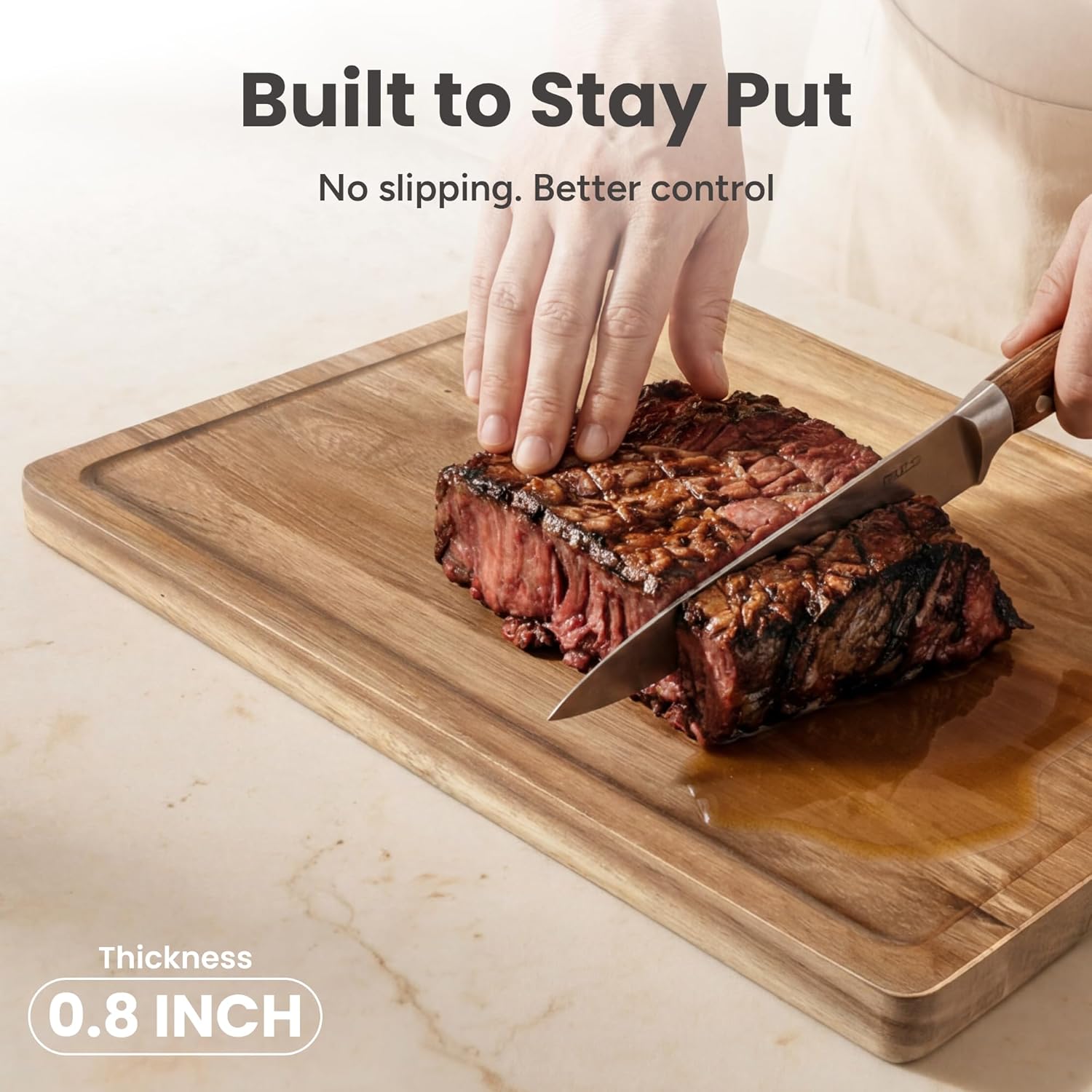Detalle 2 de SMIRLY Acacia Wood Cutting Board Set (3-Pack) with Holder