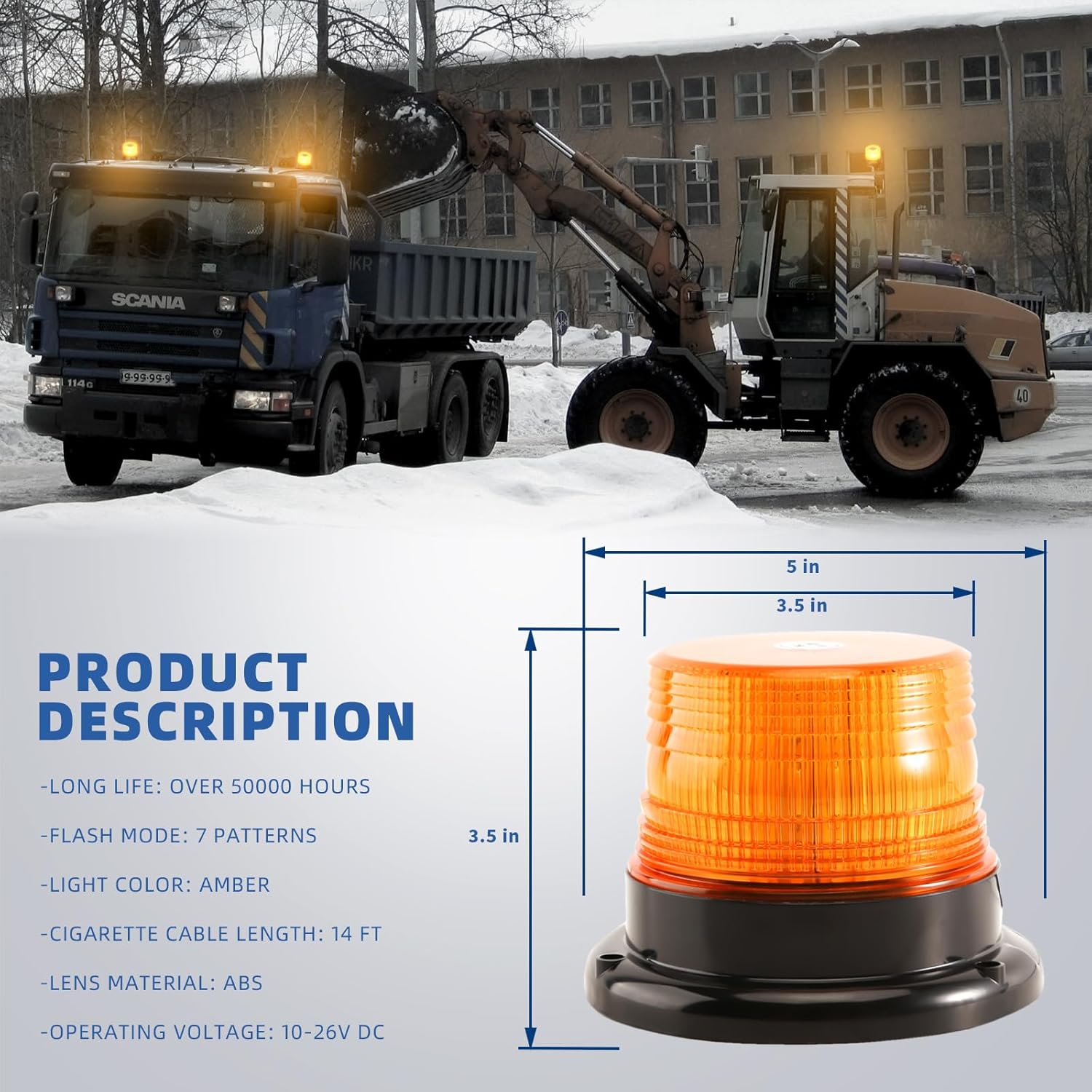 Thumbnail 6 de PKINGLAKE Amber Beacon Strobe Lights with Magnetic Base
