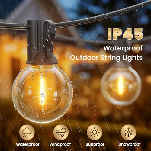 Detalle de GLOBELIT Guirlande Guinguette Extérieur 15M – Lumineuse LED IP45, Blanc Chaud, connexion jusqu’à 450 ampoules