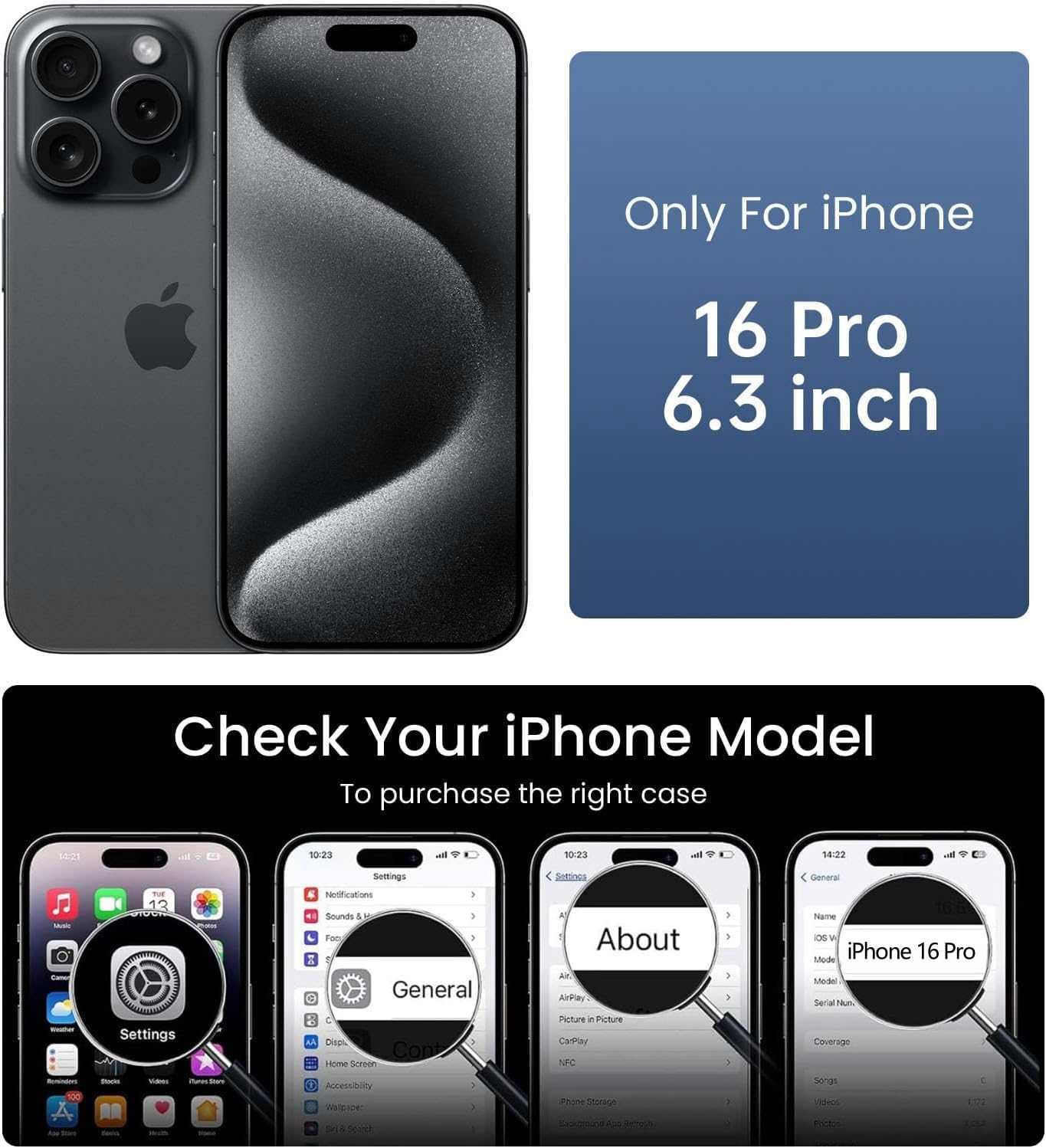 Thumbnail 1 de OLEPHY Cover per iPhone 16 Pro con cordino regolabile 6,3" trasparente blu, protezione antiurto e anti-graffio