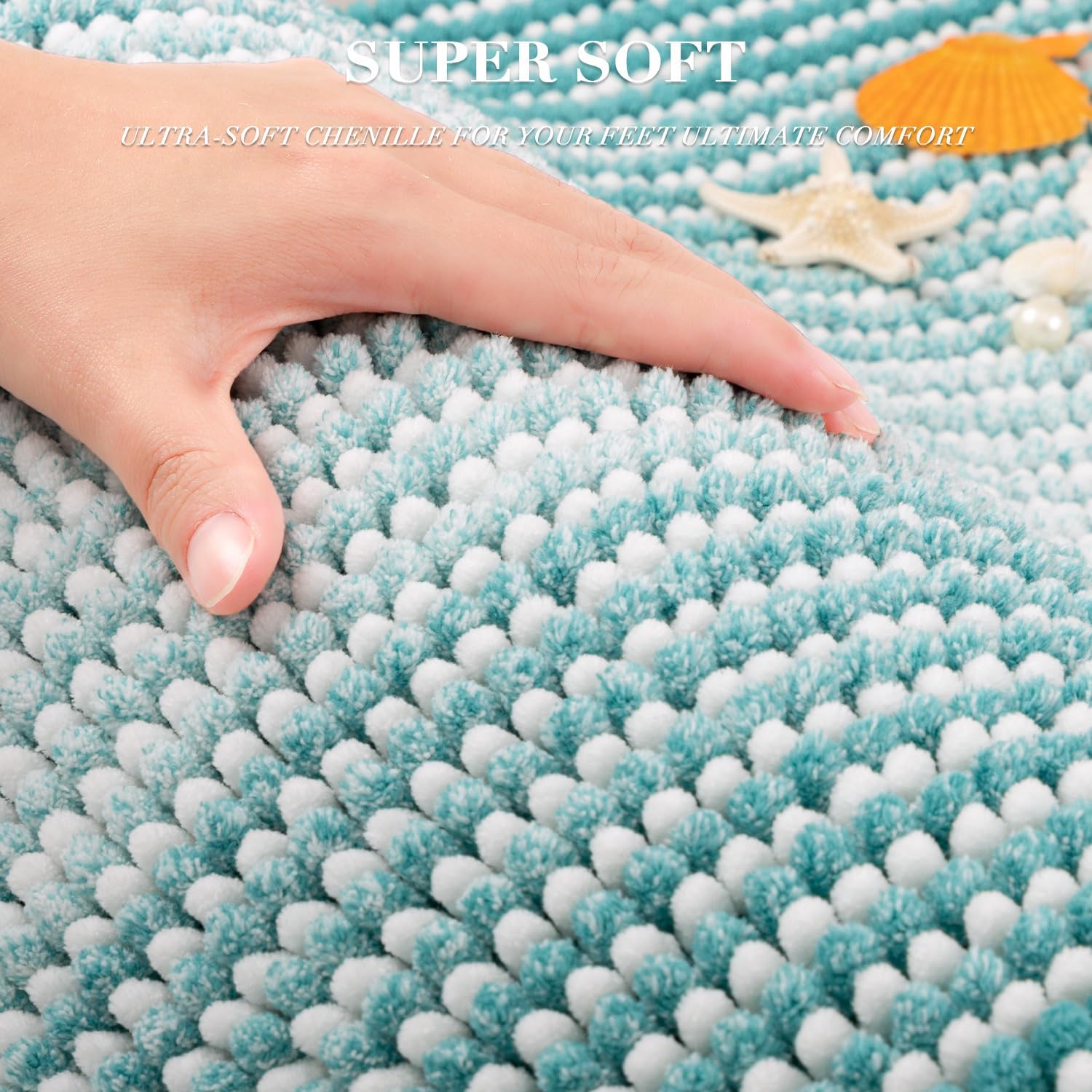 Detalle 2 de BSICPRO Bath Rugs 2-Piece Chenille Set