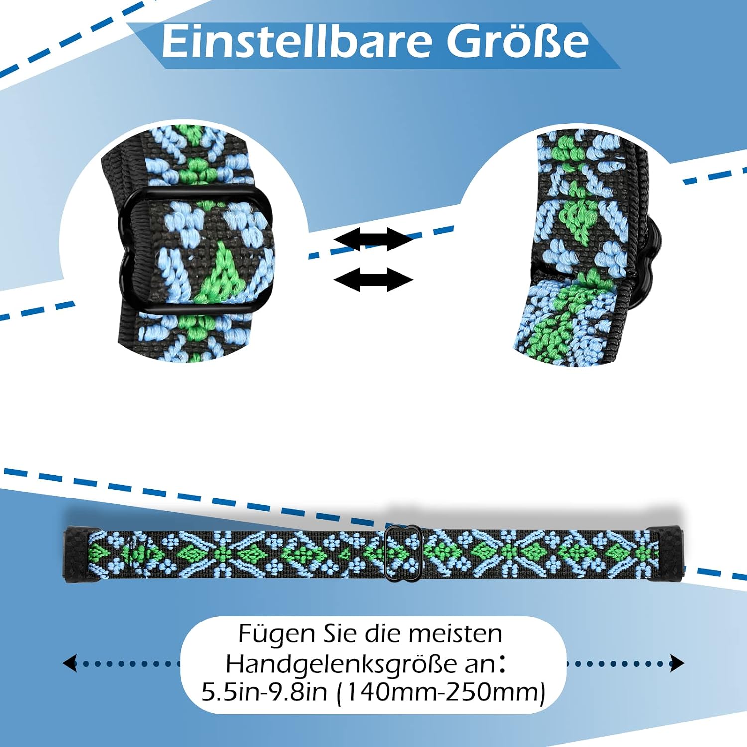Detalle de YCHDDER Elastisches Nylonarmband für Fitbit Luxe – Solo Loop, verstellbar, atmungsaktiv