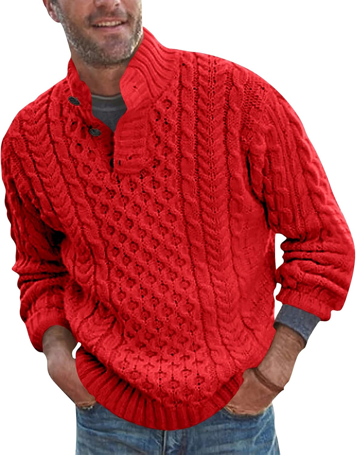 Thumbnail 5 de Bbalizko Stand Collar Cable Knit Pullover Sweater