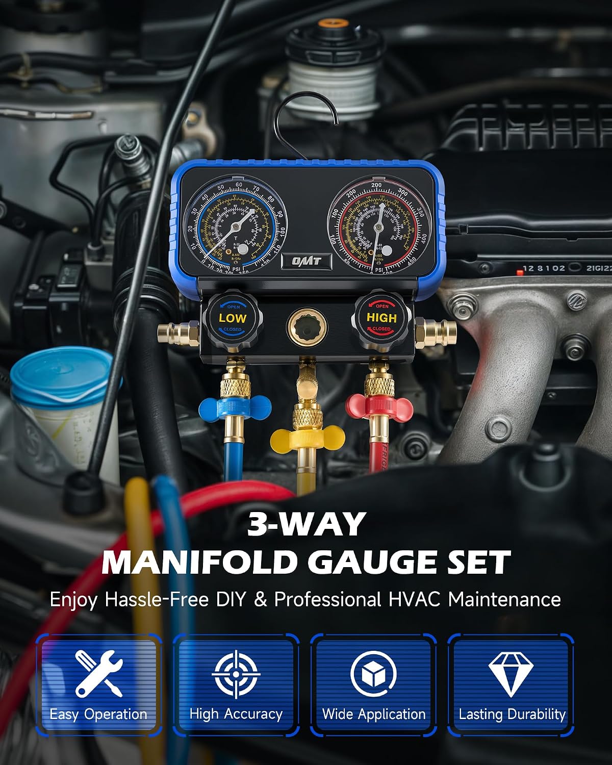 Thumbnail 1 de Orion Motor Tech AC Manifold Gauge Set for R134a, R12, R22 & R502