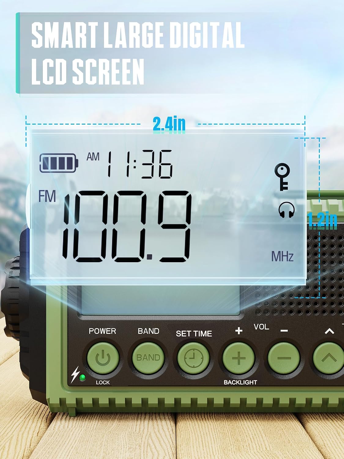 Detalle 2 de ROCAM 1009UItra Emergency Radio, 12,000 mAh, Solar, Crank and USB-C
