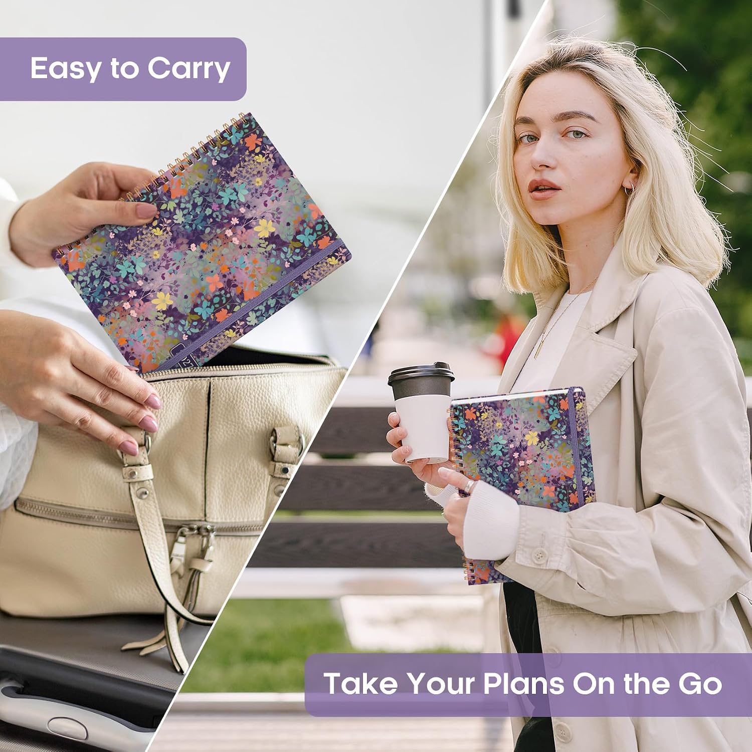 Thumbnail 6 de JEJEGO 2027 Weekly and Monthly Planner, Hardcover Spiral, Lavender Floral