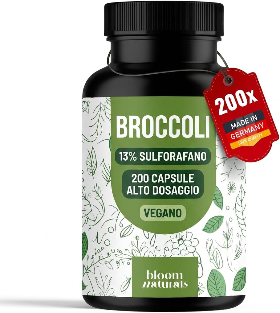 Detalle de Broccoli - Estratto di Broccoli 1000 mg con Sulforafano 130 mg (13%) - 200 Capsule Vegano, Prodotto in Germania