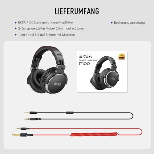 Thumbnail 8 de EKSA P100 Over Ear Kopfhörer mit Kabel – Studio Monitor, 50 mm Treiber