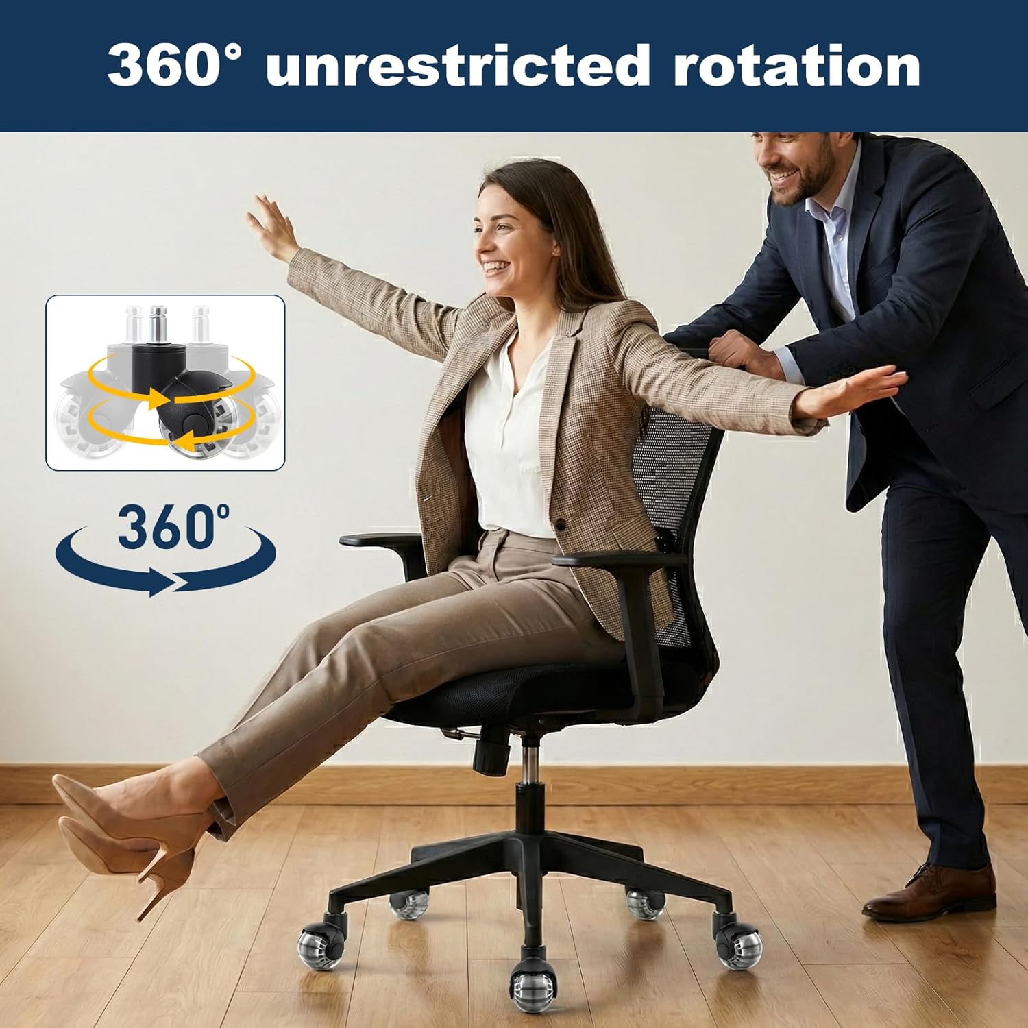 Thumbnail 2 de Carehabi ruote per sedia ufficio 5 pezzi 11x22 mm, girevoli silenziose 360°