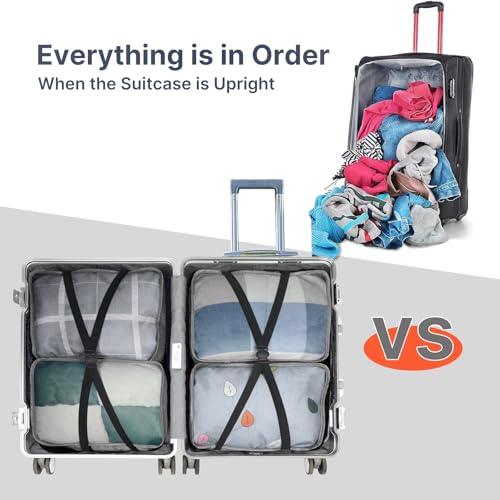 Thumbnail 5 de Travel Packing Cubes 6 PCS Small Set (30x20x12cm) in Light Grey – Mesh Organisers for Suitcases