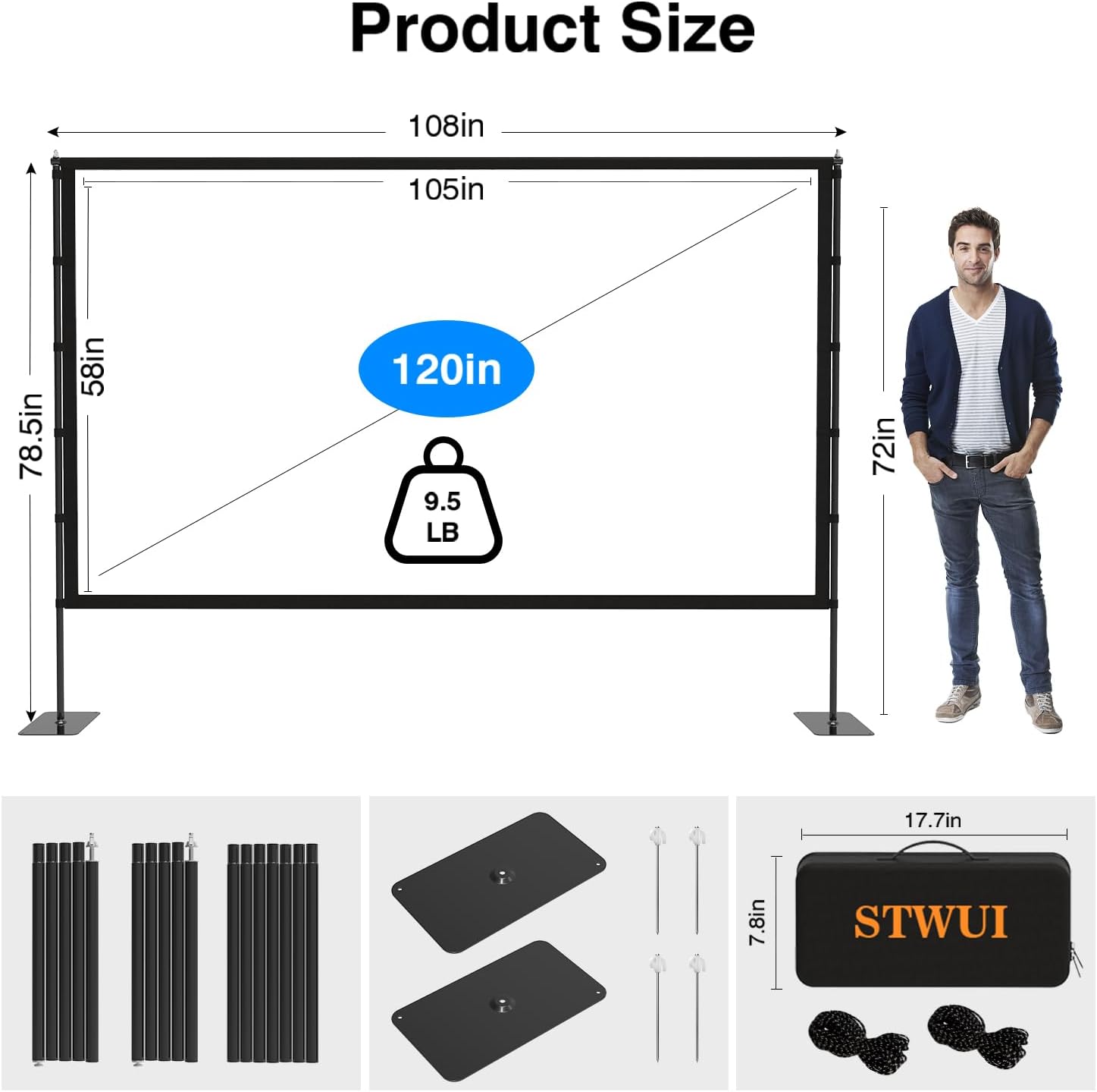 Thumbnail 5 de 120" Portable Outdoor Projector Screen HD 16:9 🎥