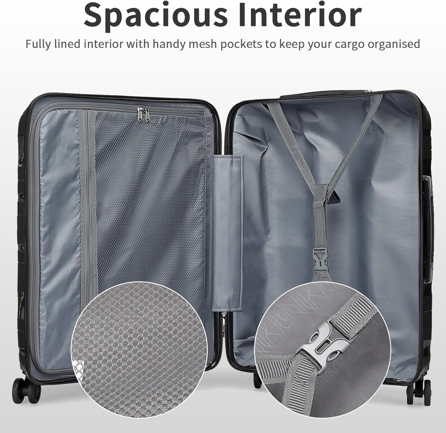 Detalle de Kono Large Check-in Luggage 28 inch – Lightweight Polypropylene Hard Shell with TSA Lock & Spinner Wheels