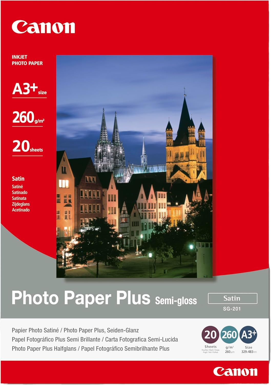 Detalle de Canon SG-201 Papier Photo Satiné 20x25 cm – 20 feuilles