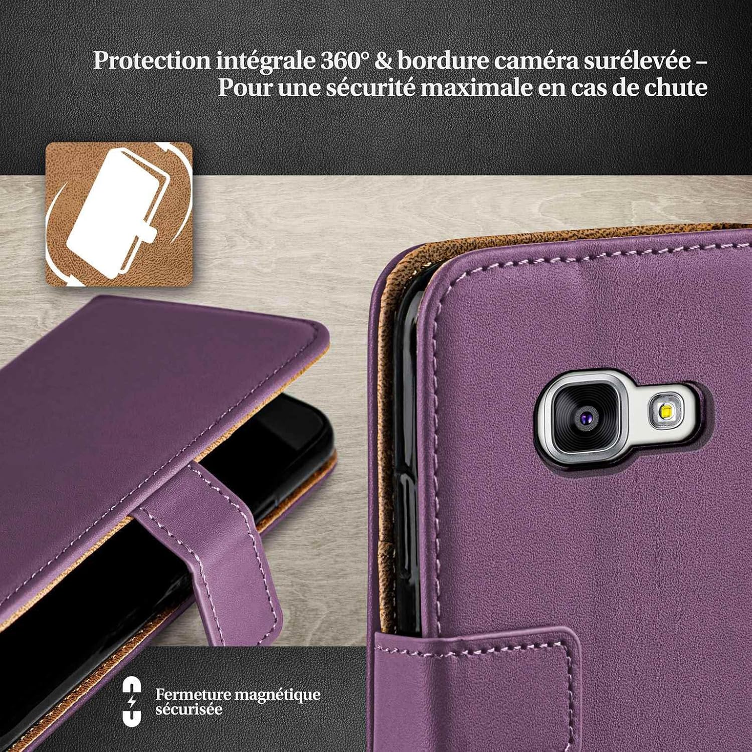 Detalle de moex Étui à Rabat 360° pour Samsung Galaxy A5 (2016) – Indigo-Violet