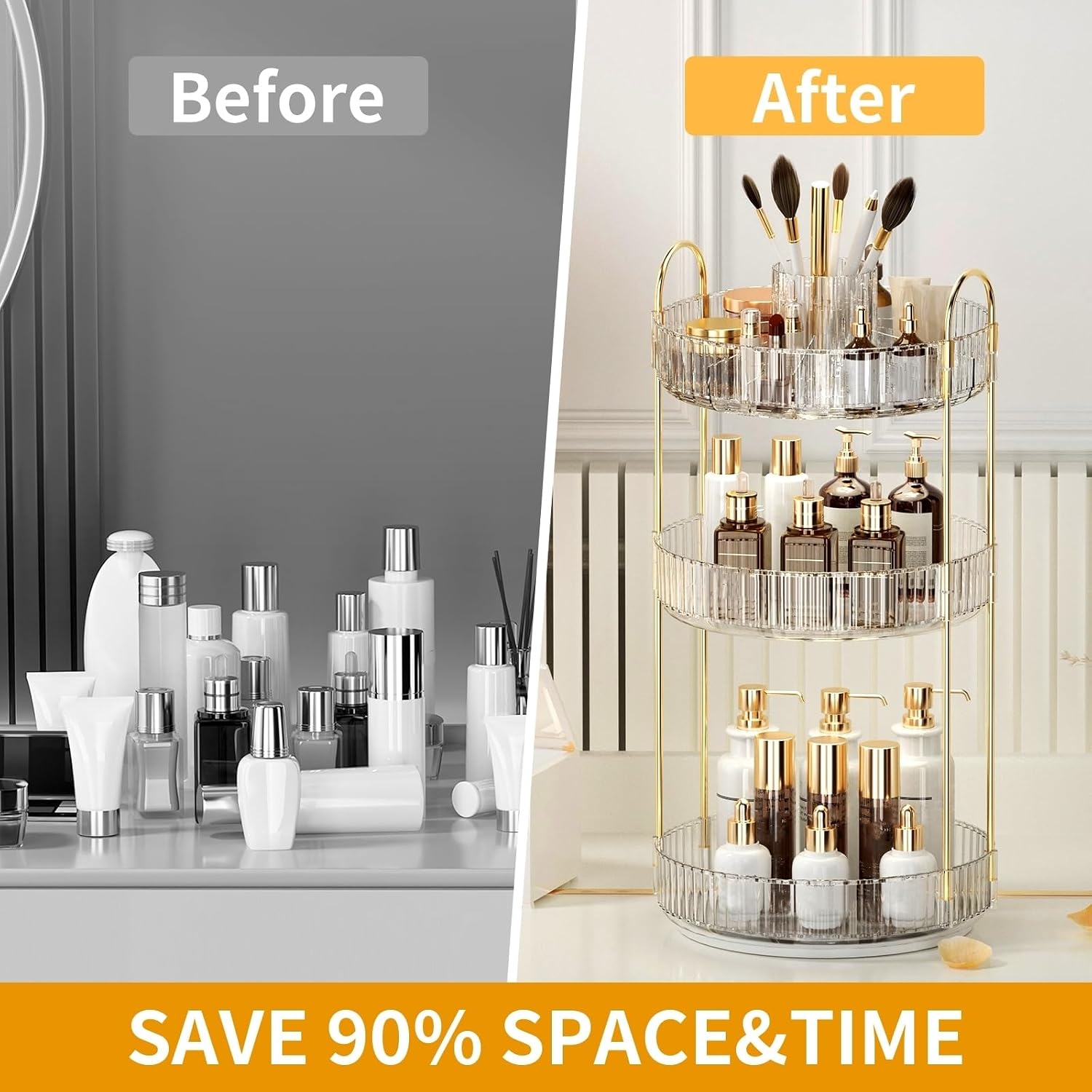 Detalle de Oifecsie 360° Rotating Makeup Organizer