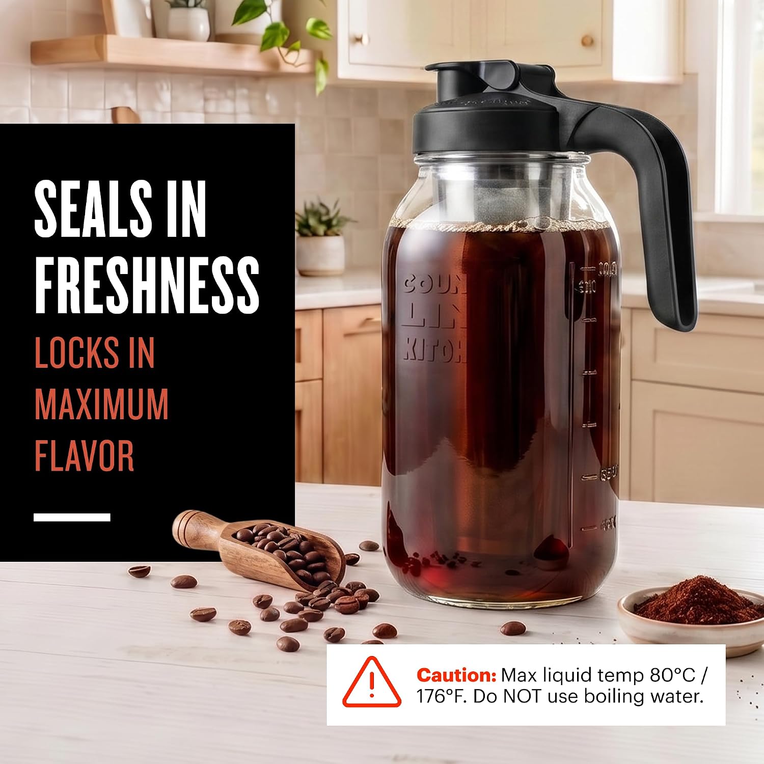 Thumbnail 2 de County Line Kitchen Glass Cold Brew Coffee Maker with Lid – 2 Quart (64 oz)