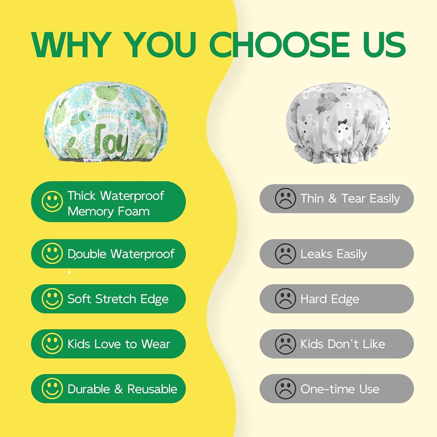 Thumbnail 6 de Years calm Kids Reversible Shower Cap, Waterproof Double-Layer Design