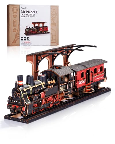Detalle de Rolife Steam Journey 3D wooden train puzzle 🚂