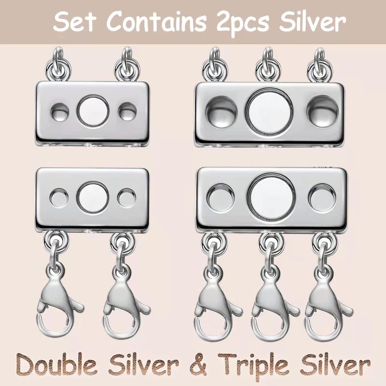 Detalle de OHINGLT Magnetic Necklace Layering Clasps, 4-Piece Gold and Silver Set
