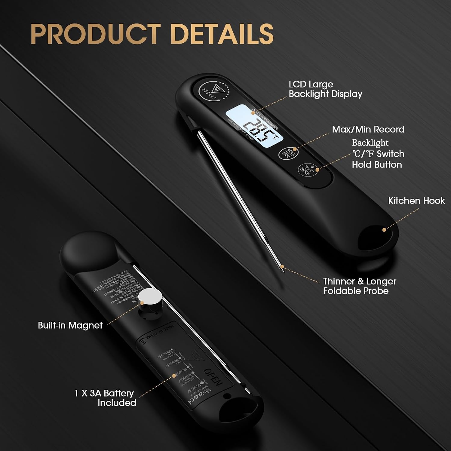 Thumbnail 6 de DOQAUS 3S Instant Read Meat Thermometer 12cm
