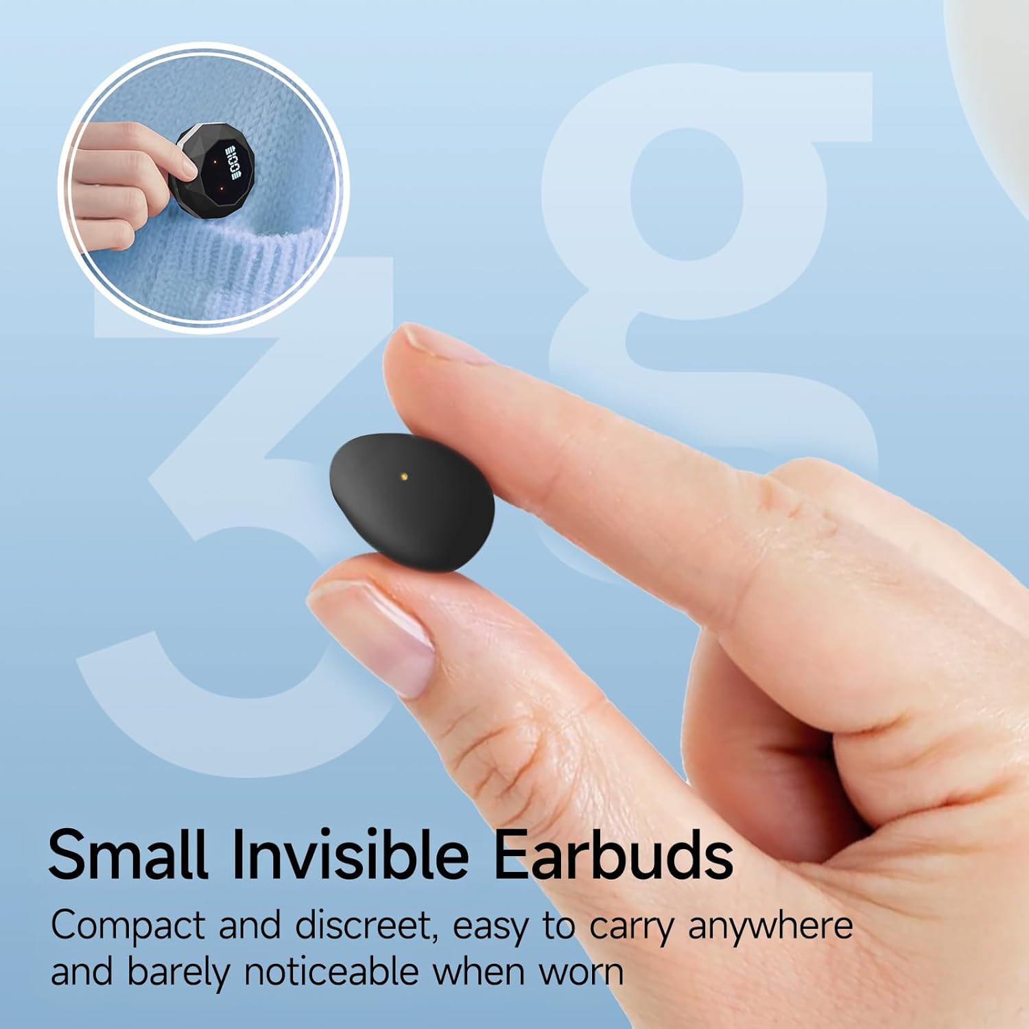 Detalle de sunvito Sleep Headphones (Black) – mini Bluetooth 5.4 sleep earphones for side sleeping
