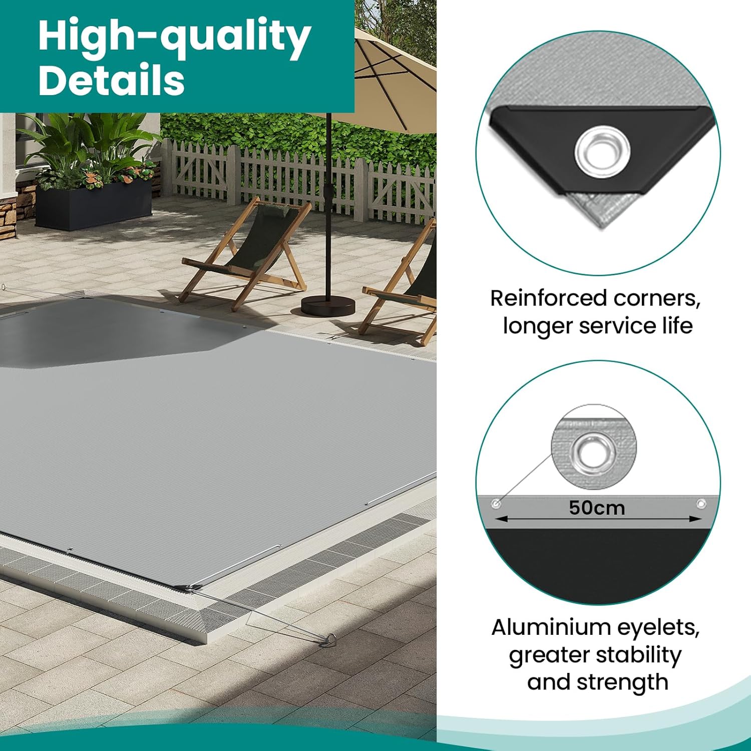 Thumbnail 4 de WOLTU Bâche de protection en PE 280 g/m², 2 x 2 m (gris + noir) avec œillets