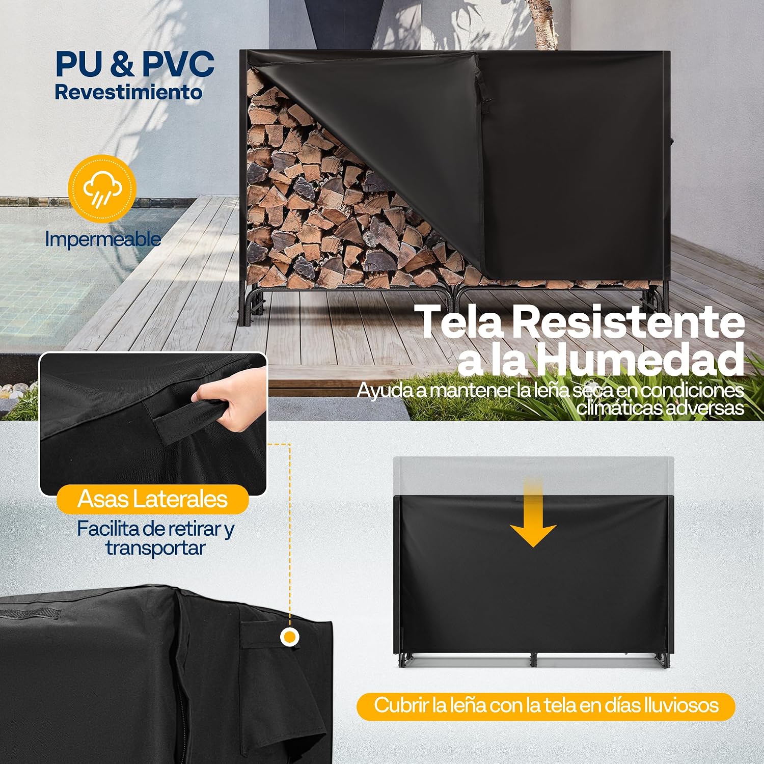 Thumbnail 4 de VIVOHOME Estante metálico para leña 183×35×123 cm