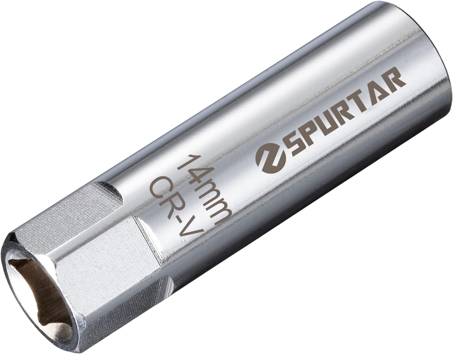 Detalle de Spurtar 14 mm tändstiftsuttag med 12-kant, tunn vägg och fjäderhållare