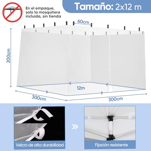 Thumbnail 1 de Sekey Mosquitera para Carpa 3 x 3 m (Blanca) — Protección con Cremallera y Velcro para Pabellón
