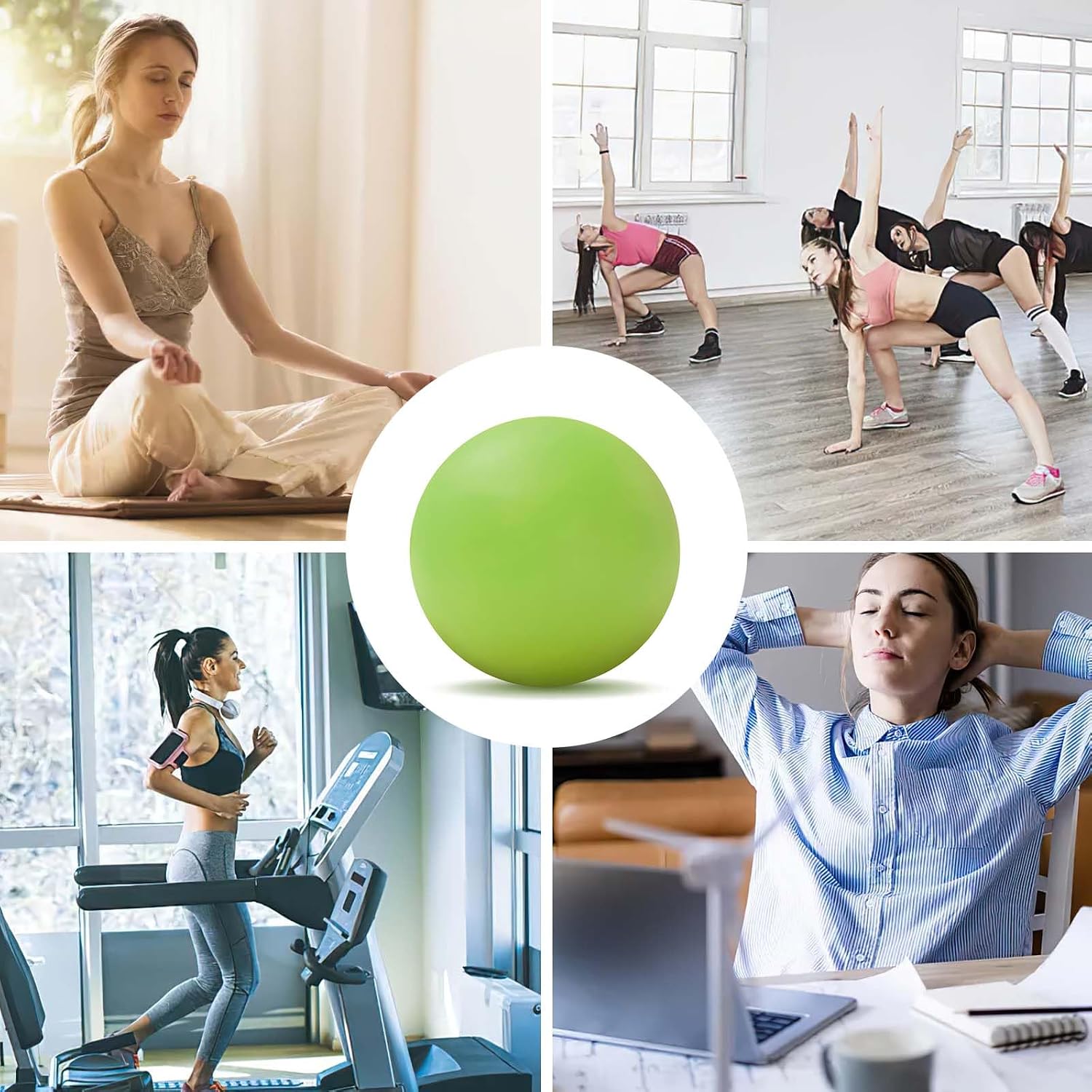 Detalle de WOVTE Massage Lacrosse Ball for Myofascial Release – 2.5x2.5 cm (Green)