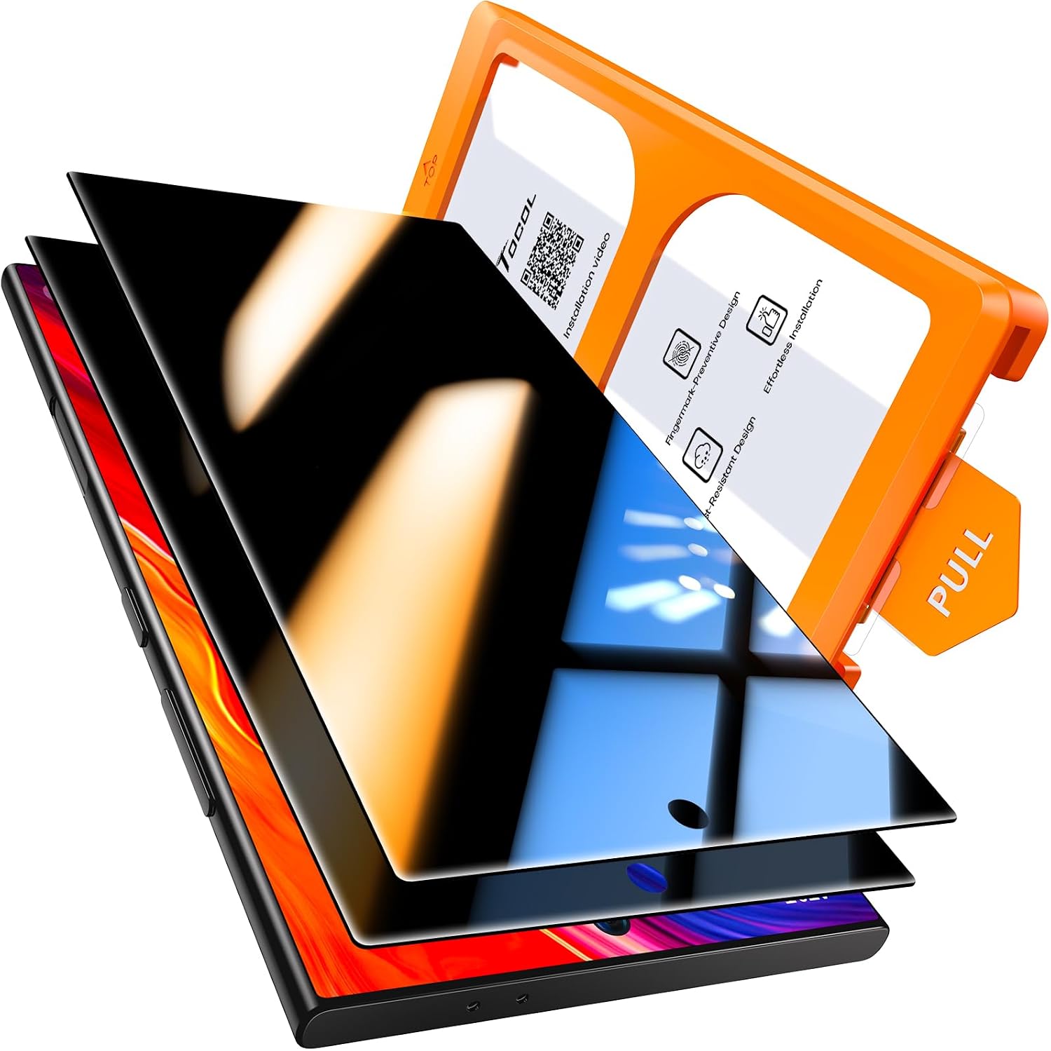 Detalle de TOCOL 2 Pack Privacy Screen Protector for Samsung Galaxy S24 Ultra 6.8" – 9H+ Tempered Glass with 25° Anti Spy and Quick Auto Installation