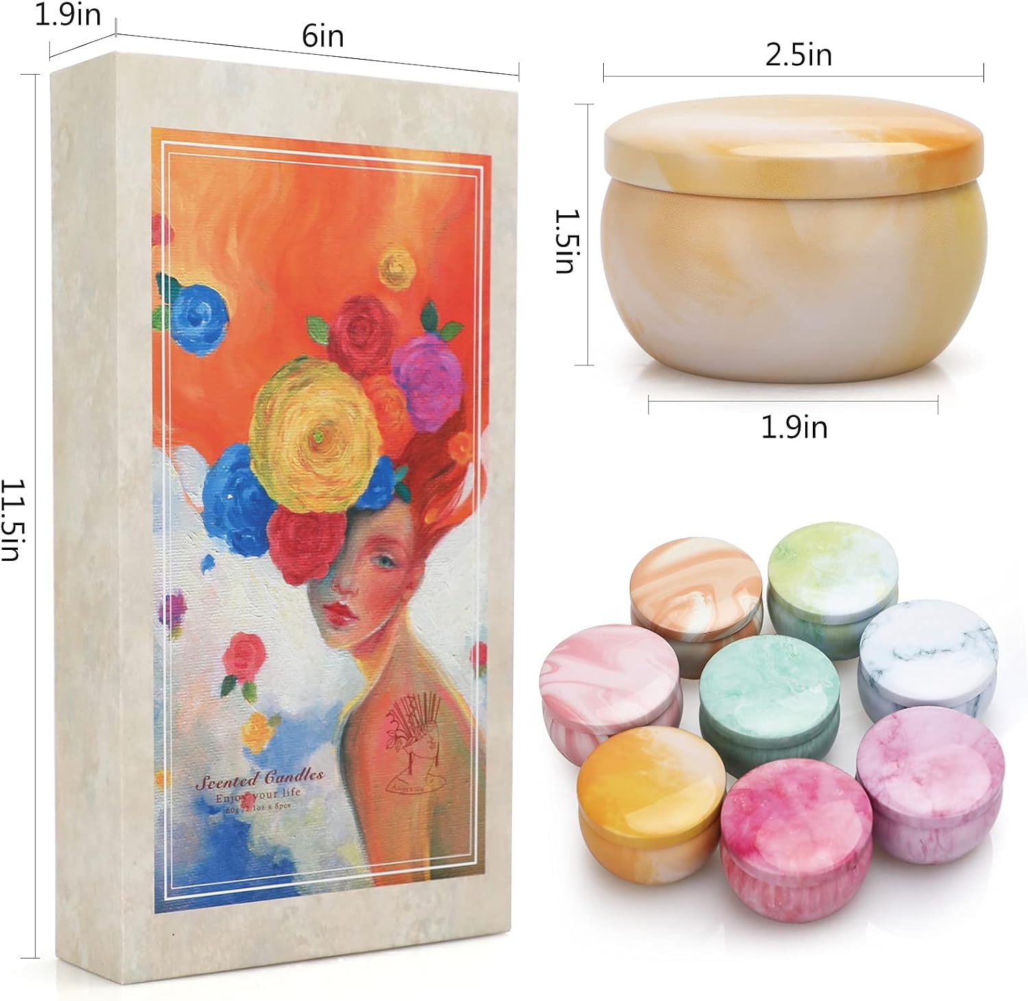 Detalle de Yming Velas Perfumadas Decorativas Juego de 8 🕯