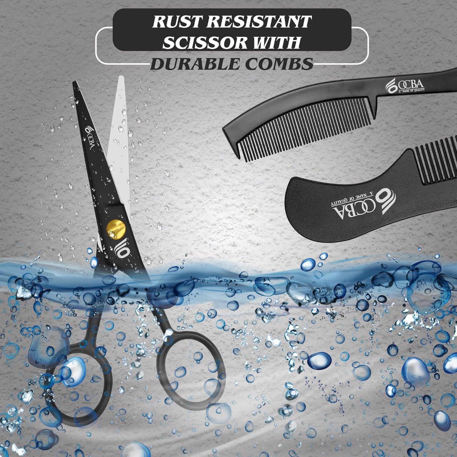 Detalle de OCBA Professional Beard Scissor (Stainless Steel) for Moustache, Ear & Nose Hair Trimming – Safety Use, Black