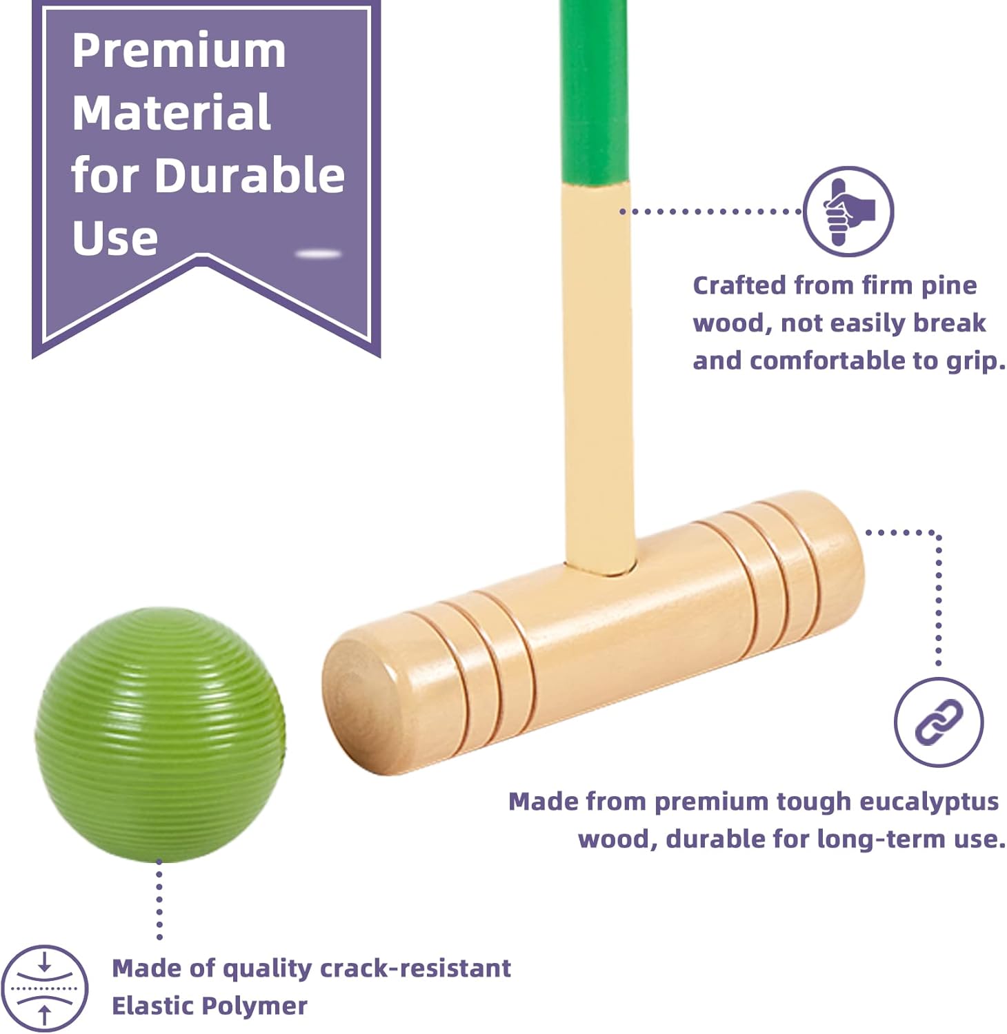 Thumbnail 1 de ApudArmis 32in Croquet Set with Six Mallets 🏏