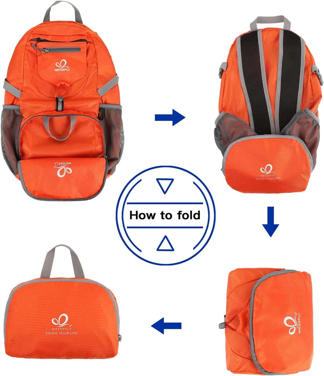 Detalle de Waterfly Ultra Lightweight Foldable Backpack 20L – Packable daypack for hiking, travel & camping