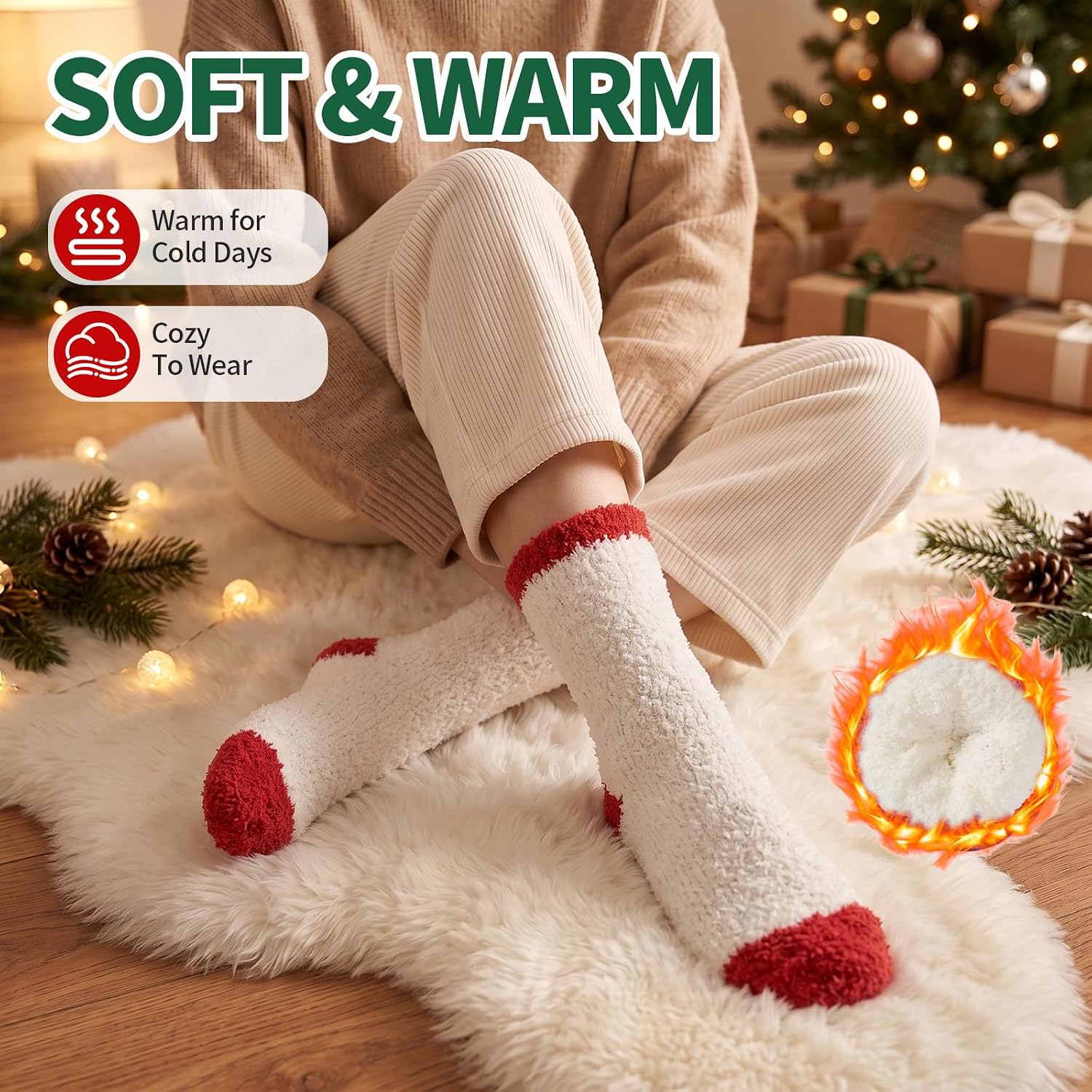 Thumbnail 2 de Pandaplay Fuzzy Socks for Women, 5-Pair Plush Thermal Winter Socks