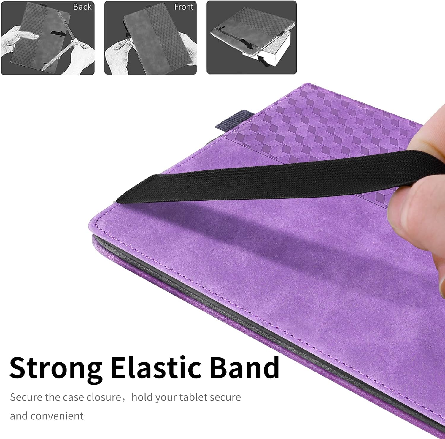 Detalle de CXTCASE Hülle für Samsung Galaxy Tab A 10.1 2019 (SM‑T510/T515) – Multi-Winkel Folio Flip aus PU Leder (Violett)
