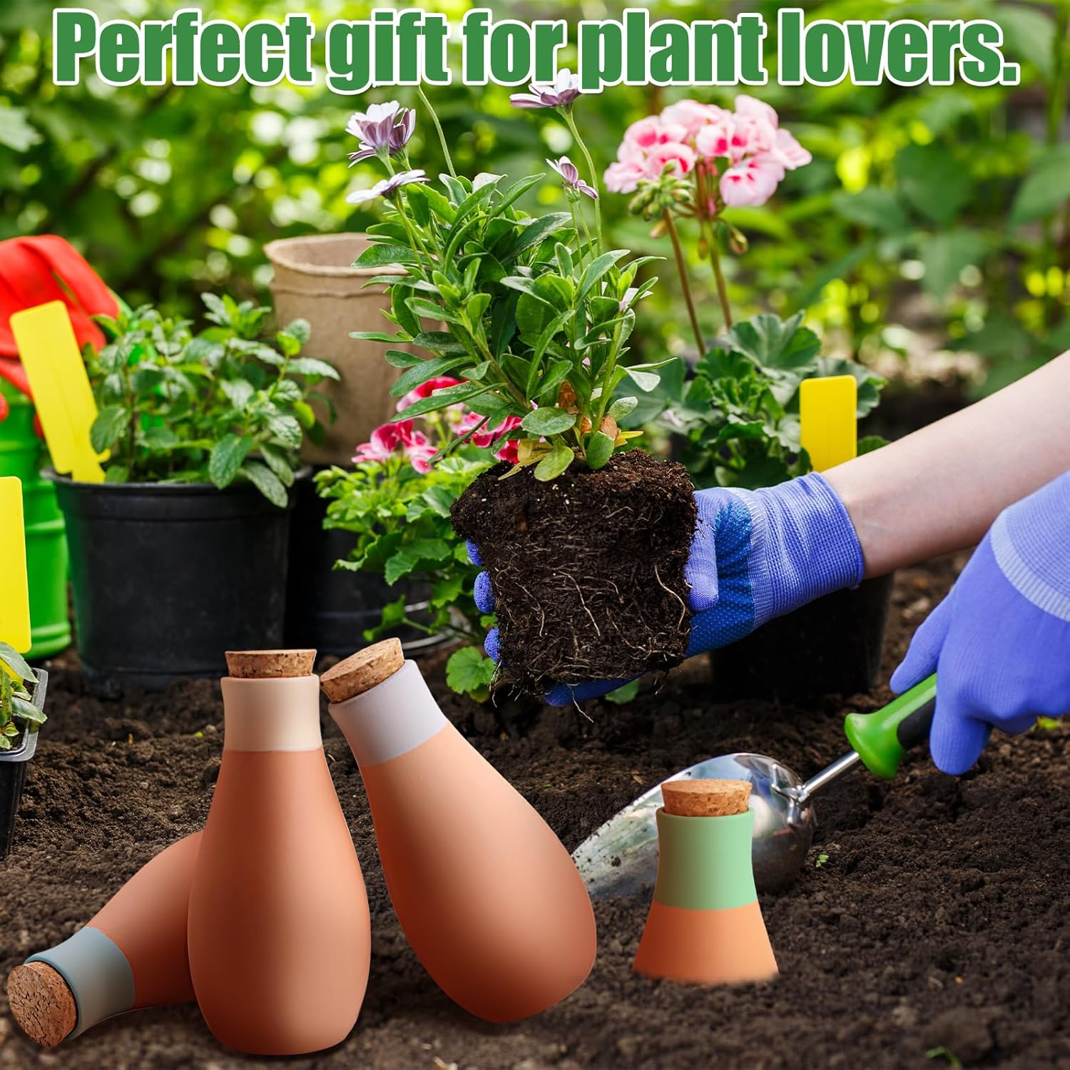 Thumbnail 5 de 4PCS Terracotta Self Watering Spikes – olla plant watering globes for slow-release irrigation