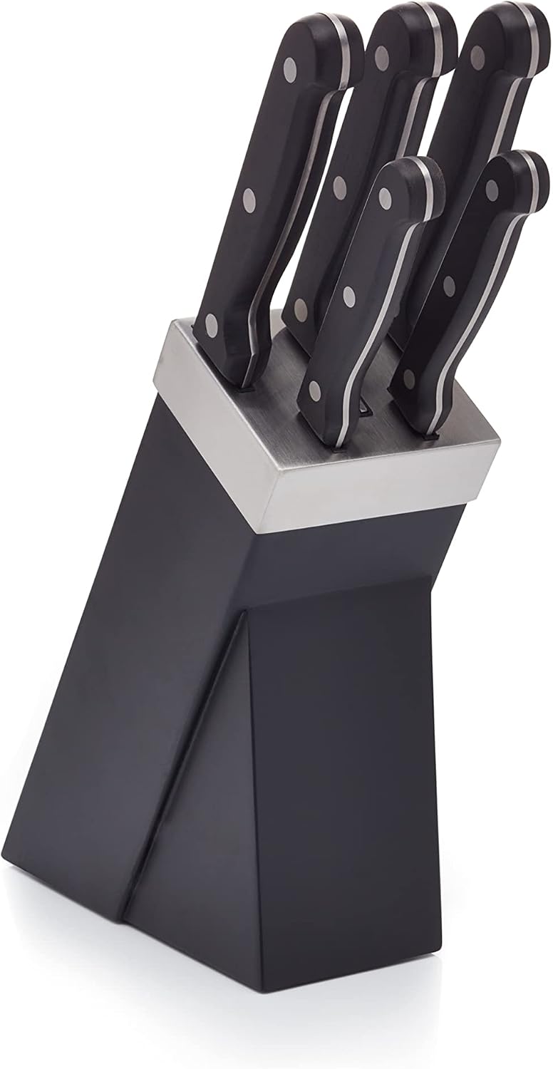 Detalle de KitchenCraft KC BLUE 5-Piece Knife Set with Stainless Steel Blades and Block