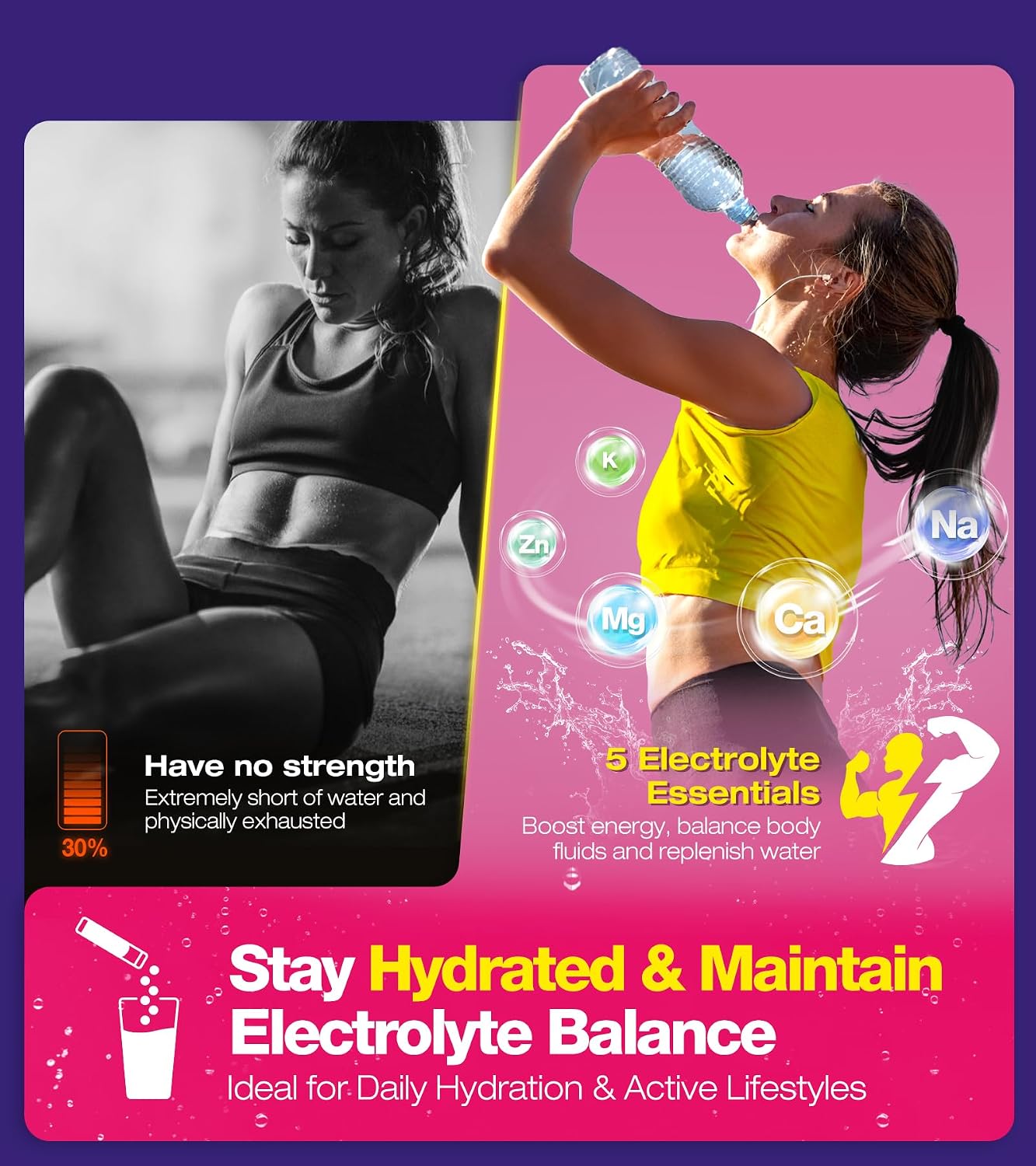 Detalle de Juicy Splash Electrolyte Powder, 30 Packs