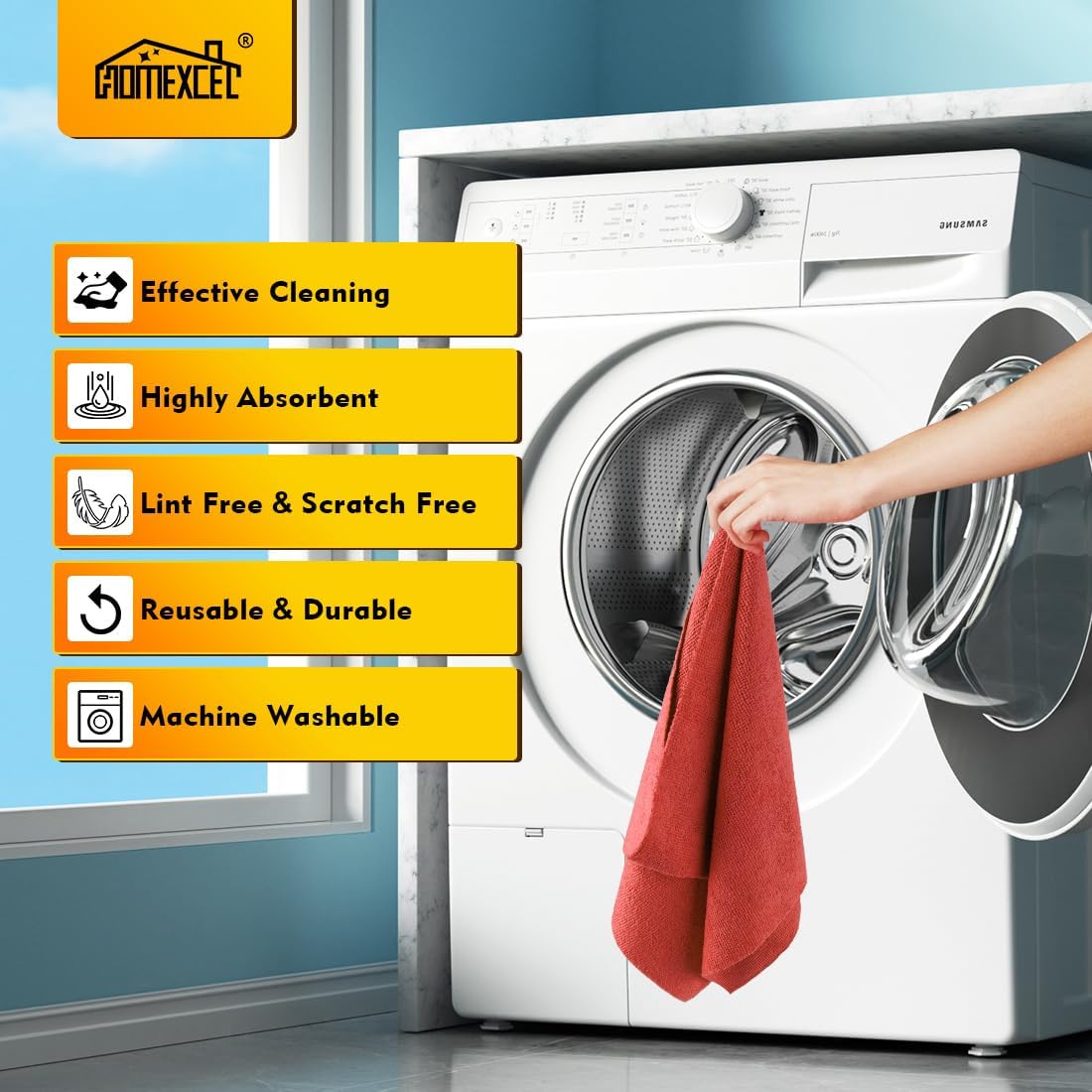 Thumbnail 6 de HOMEXCEL Red Shop Towels 100 Pack, 11.5×11.5 in 🧻