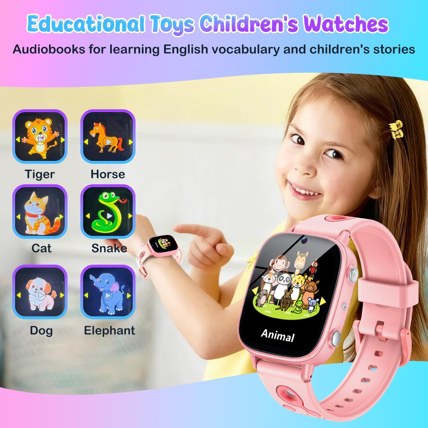 Detalle 2 de Montre Connectée Enfant Cadeaux Smartwatch 1.8" – Caméra HD, IP68, 26 jeux et 512 Mo de mémoire