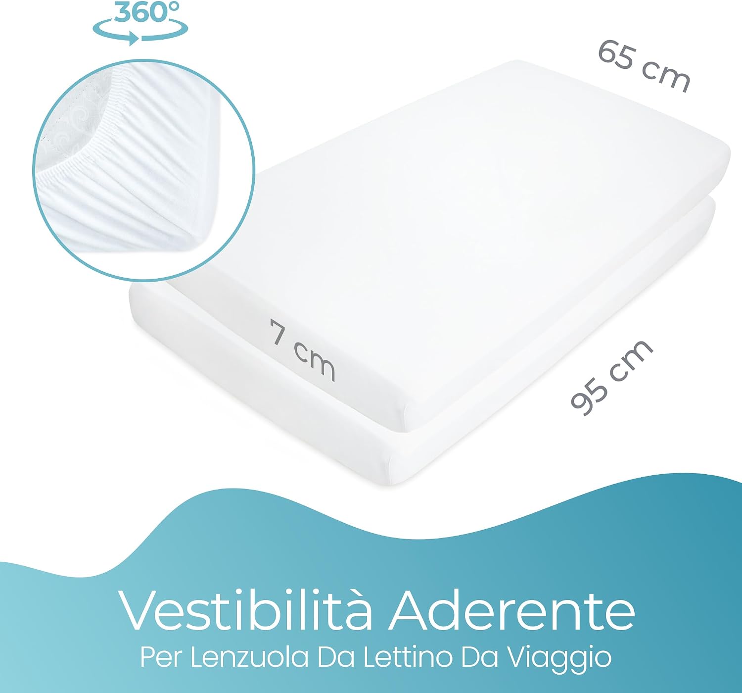Thumbnail 5 de Lenzuola culla 95x65 – Set da 2 pezzi in cotone biologico, elasticizzate per navicella/neonato