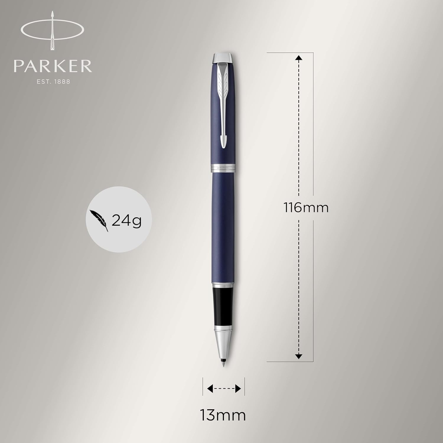 Detalle de Parker IM Rollerball Pen in Matte Blue (Fine Point Black Ink) with Gift Box