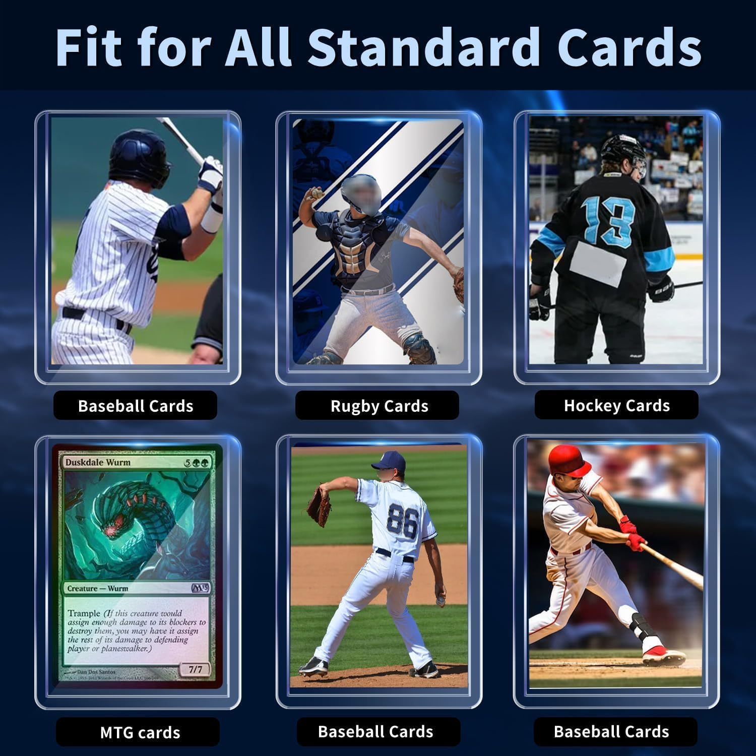 Detalle de 200 Card Sleeves Hard Plastic Premium Baseball Card Sleeves (3" x 4"), 100 Hard + 100 Soft Sleeves