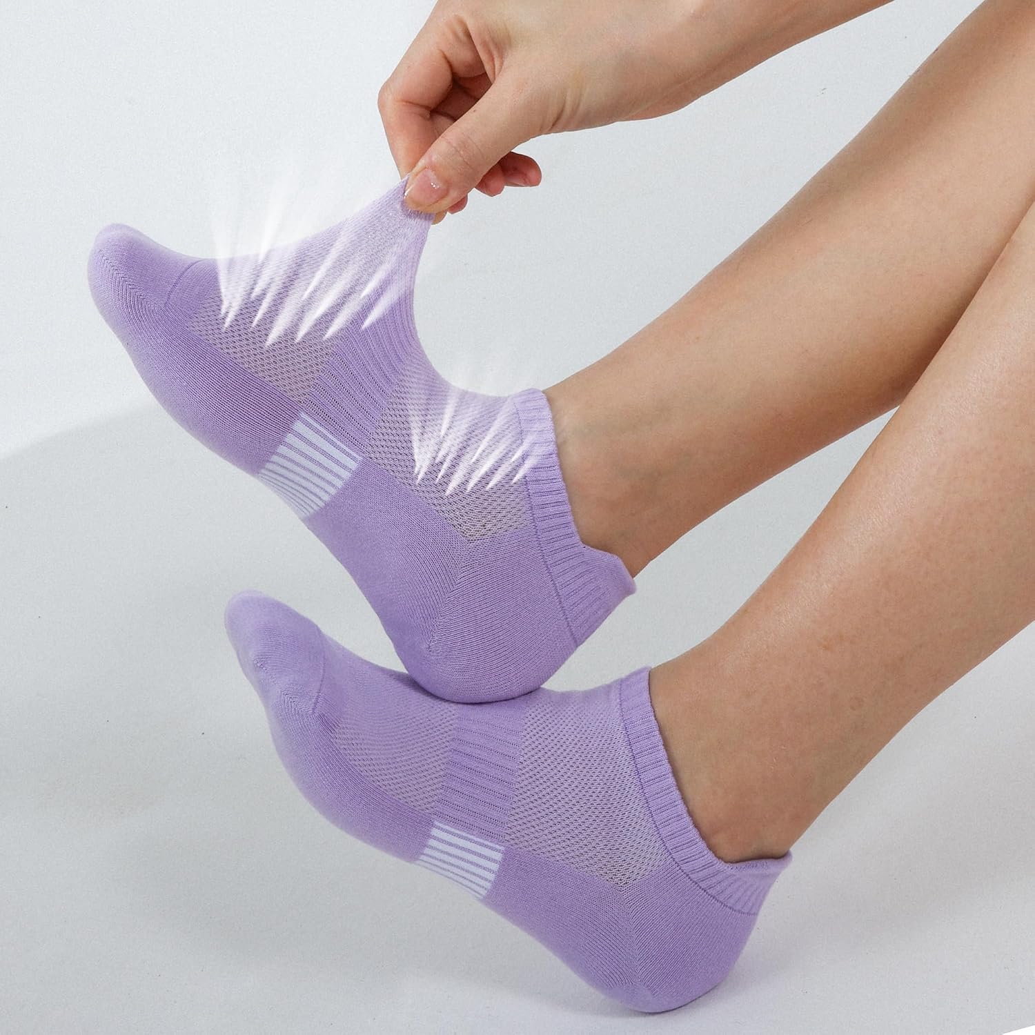 Detalle de YOJOOM Women's Running Socks 5 Pairs – Cotton Ankle Trainers, Breathable Low Cut Seamless Socks