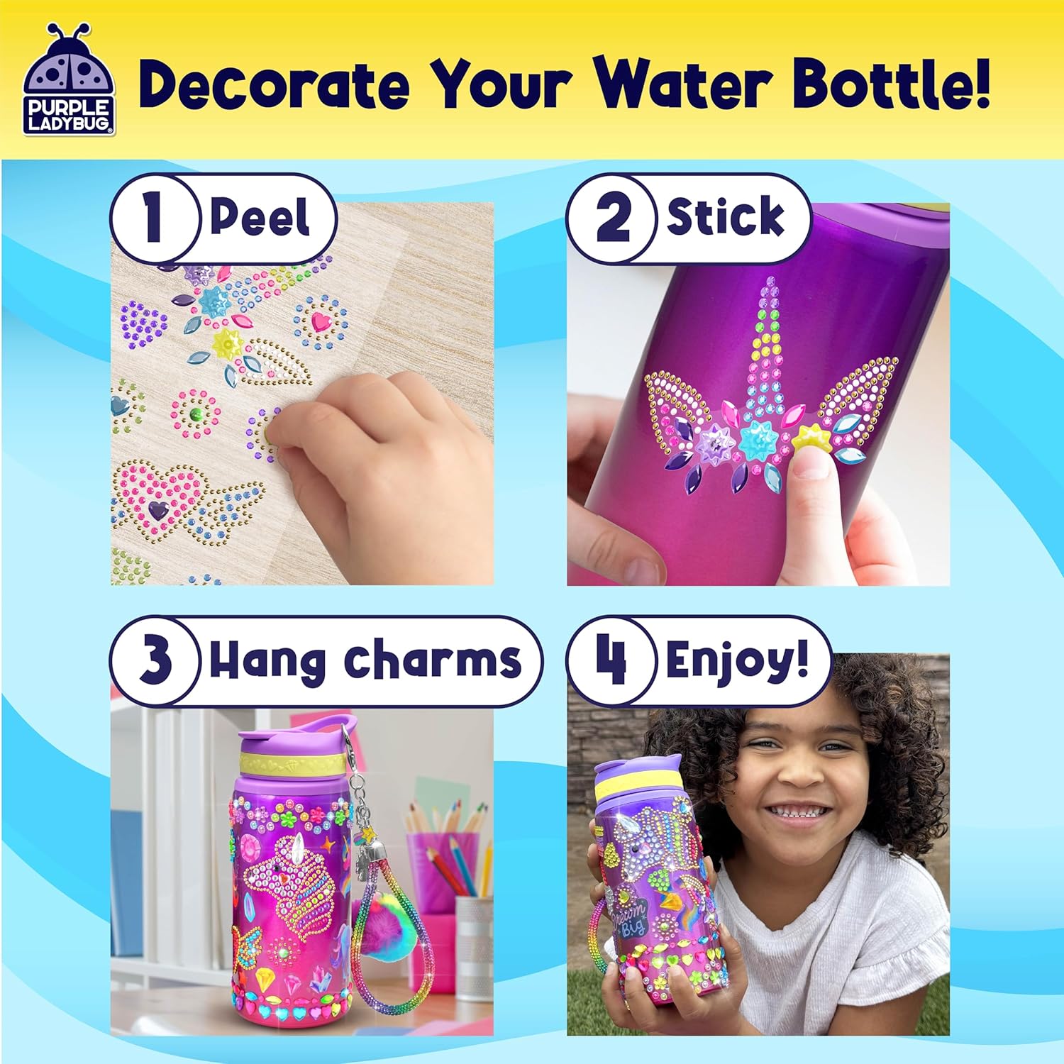 Detalle 2 de Purple Ladybug Decorate Your Own Water Bottle